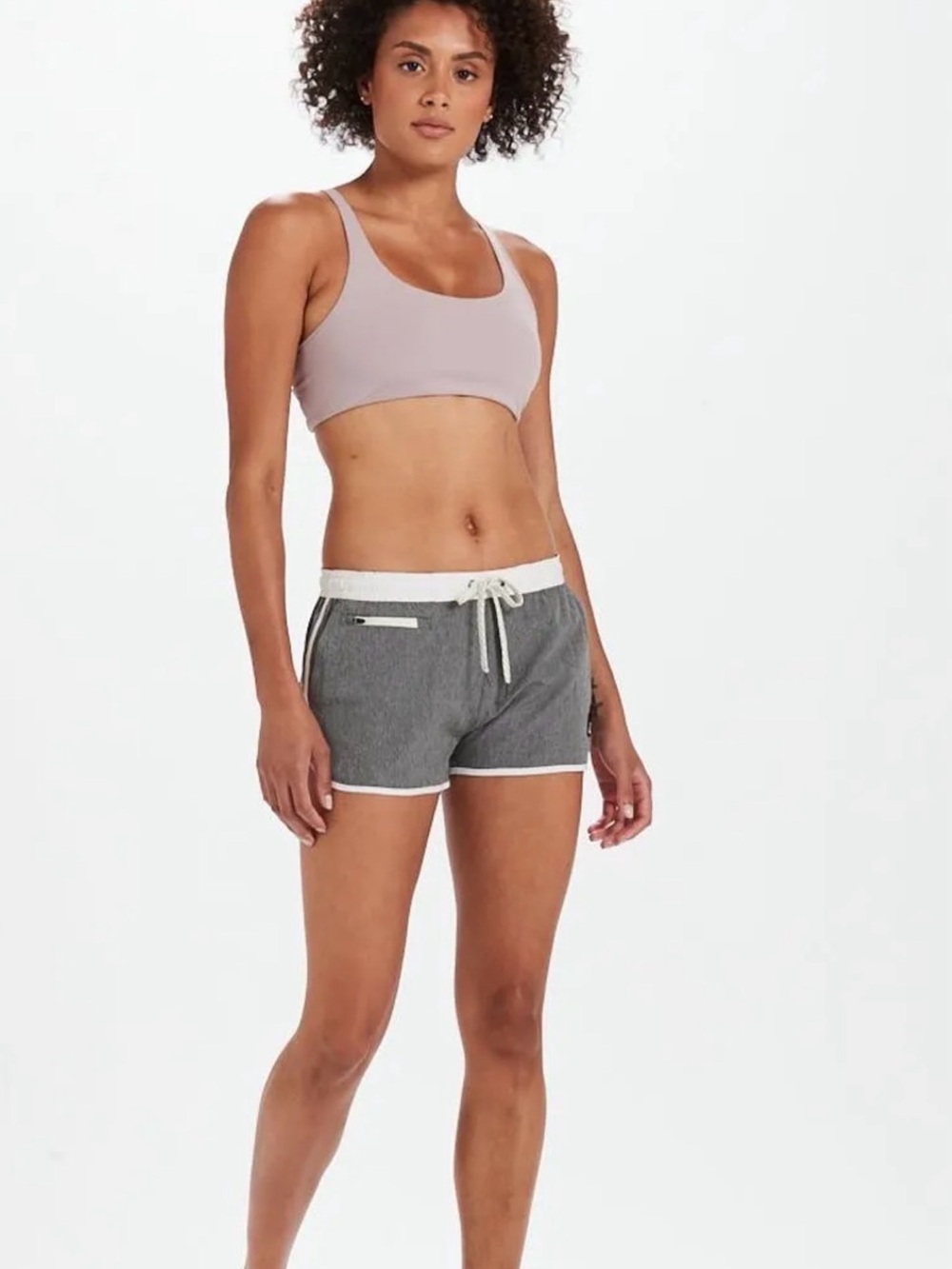 Vuori Tavi shorts Gray Women's Athletic Shorts with White Trim